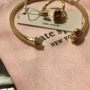 Kate Spade Gold Bracelet and Ring with Pink Hearts